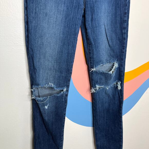 Joe's Skinny Ankle Jeans Womens 28 Medium Wash Distressed Mid Rise Stretch Blue - Picture 3 of 7